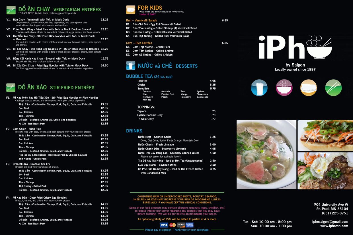 ipho sushi kitchen and bar menu